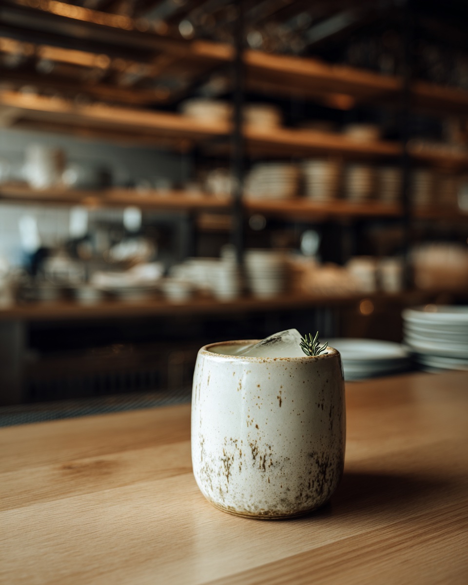 Nordic cocktail in handmade ceramic tumbler